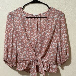 Floral Wrap Top - Pink